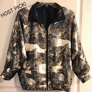 Vintage Reversible Black Satin Bomber Jacket XXL NWOT